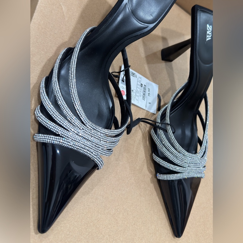ZARA RHINESTONE HEELED MULES - Picture 7 of 12